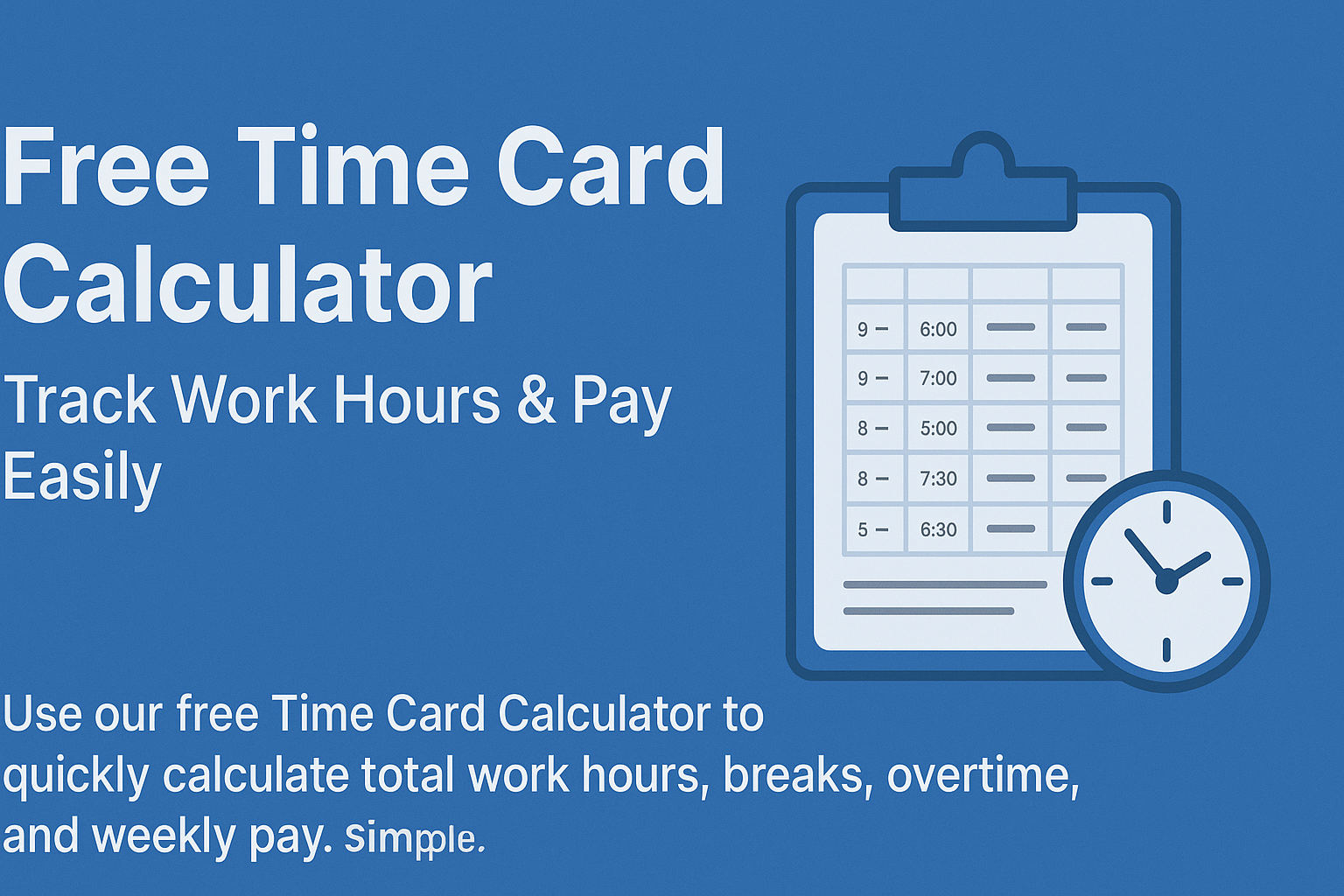 Free Time Card Calculator – Track Work Hours & Pay Easily