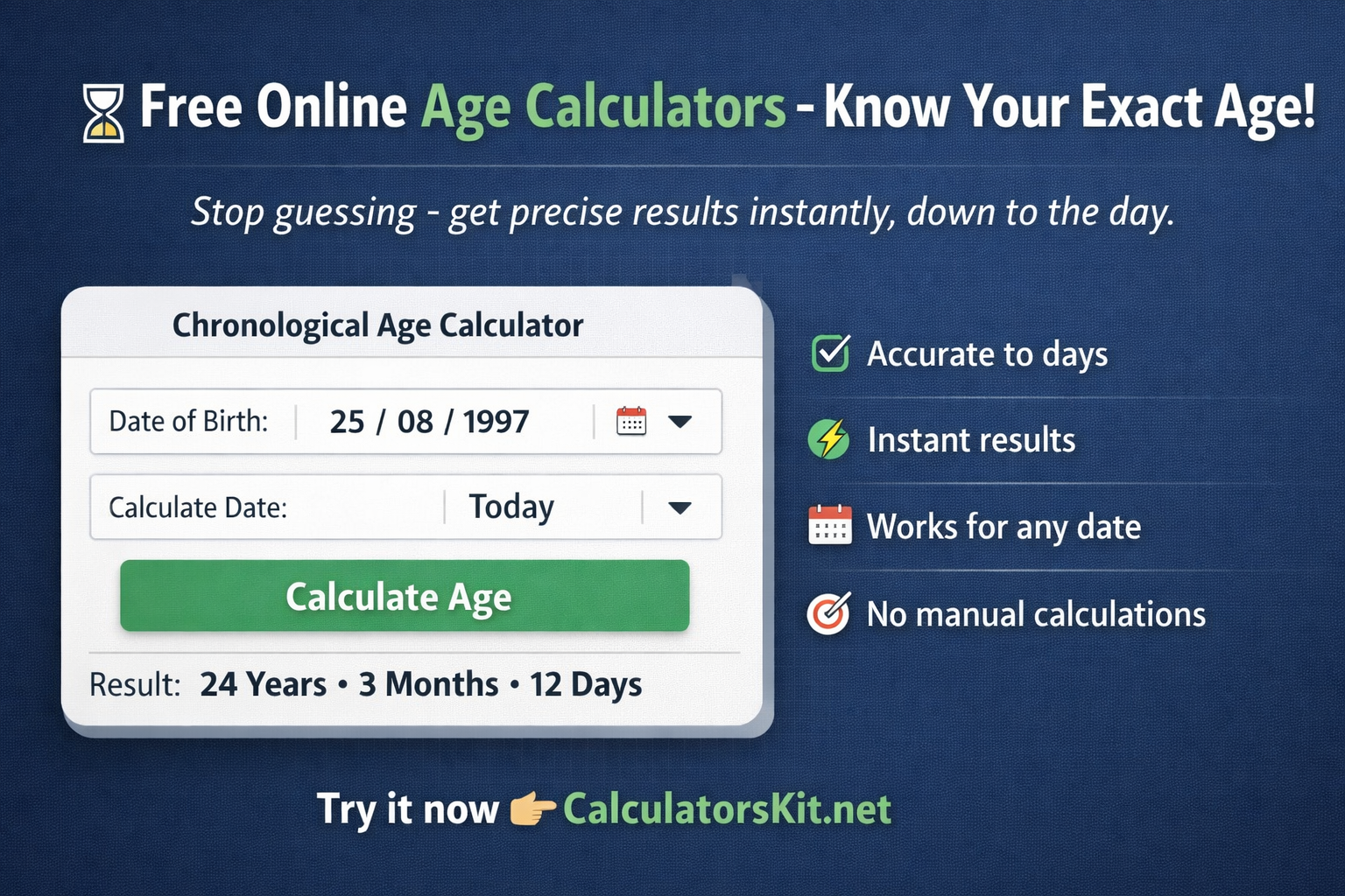 Chronological Age Calculator Online: Calculate Age by DOB Instantly