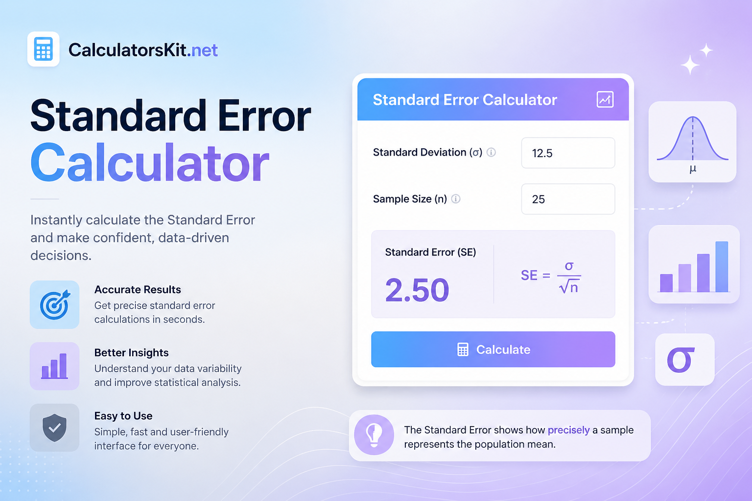 Standard Error Calculator (SE Calculator) Free & Fast