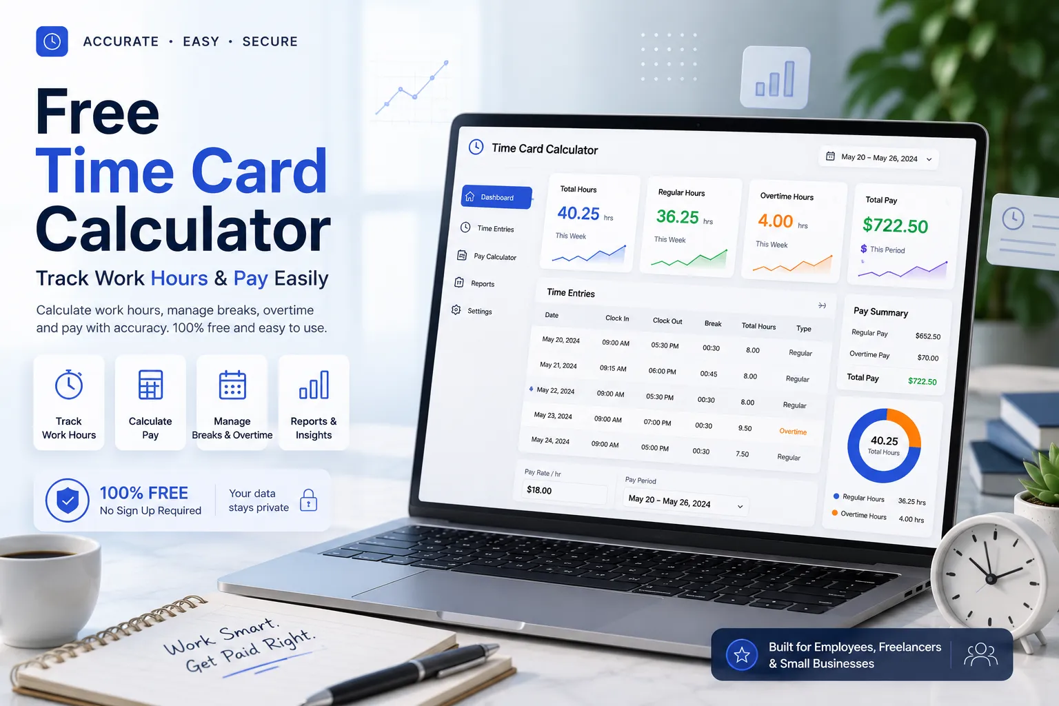 Free Time Card Calculator – Track Work Hours & Pay Easily