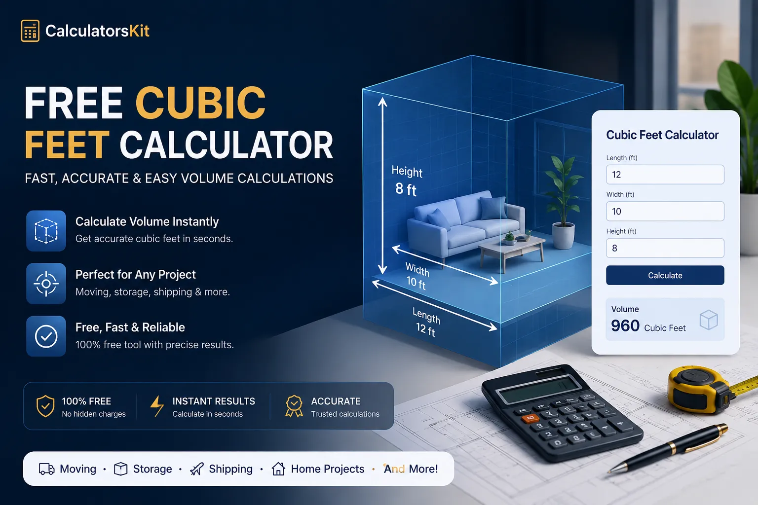 Free Cubic Feet Calculator: Calculate Volume Instantly