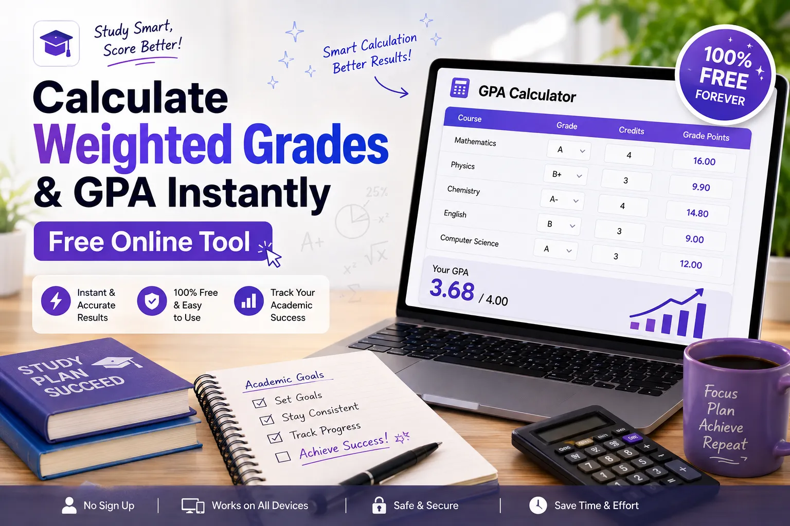 Calculate Weighted Grades & GPA Instantly Free Online Tool