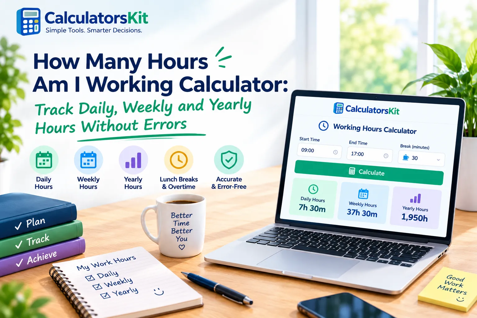 How Many Hours Am I Working Calculator: Track Daily, Weekly and Yearly Hours Without Errors